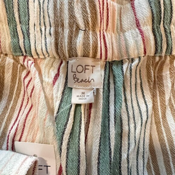 LOFT Tank Top Shorts Set Womens Medium Stripes 100% Cotton Summer - Picture 5 of 8